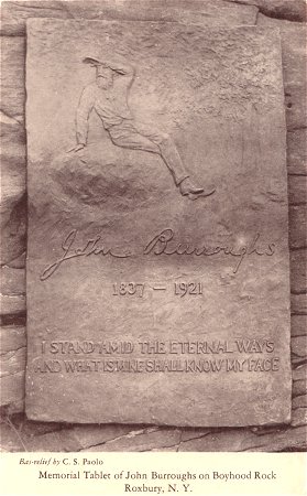 Memorial tablet of John Burroughs on Boyhood Rock, Roxbury, NY